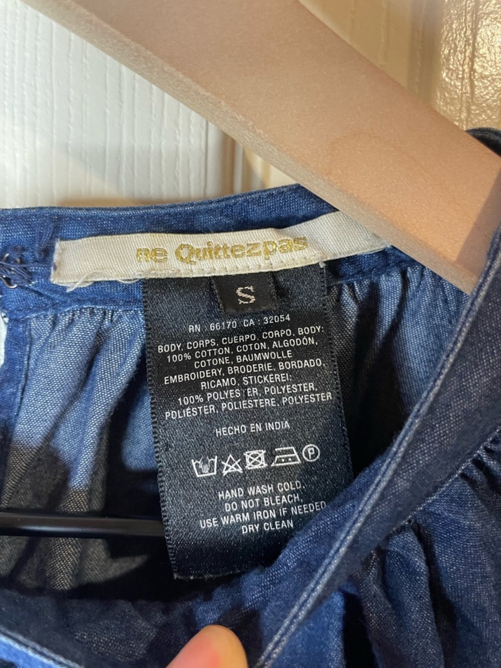 Ne Quittezpas by Anthropologie Genissat Peasant Top in Dark Denim Size Small - Picture 7 of 10